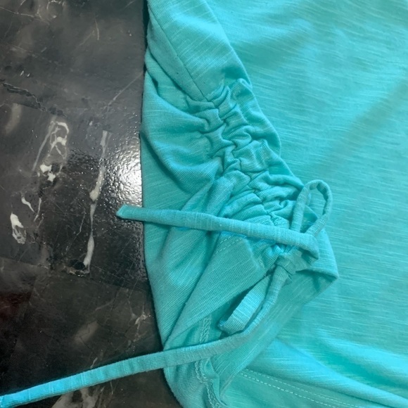 Links women’s Short Sleeves Cold Shoulder T-Shirt turquoise size medium - Picture 4 of 12